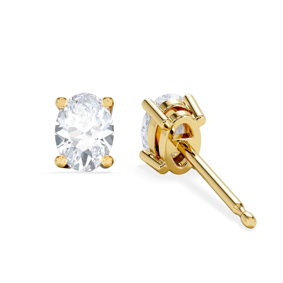 Naomi Oval Cut Lab Diamond Stud Earrings 1.00ct H/SI in 9K Gold