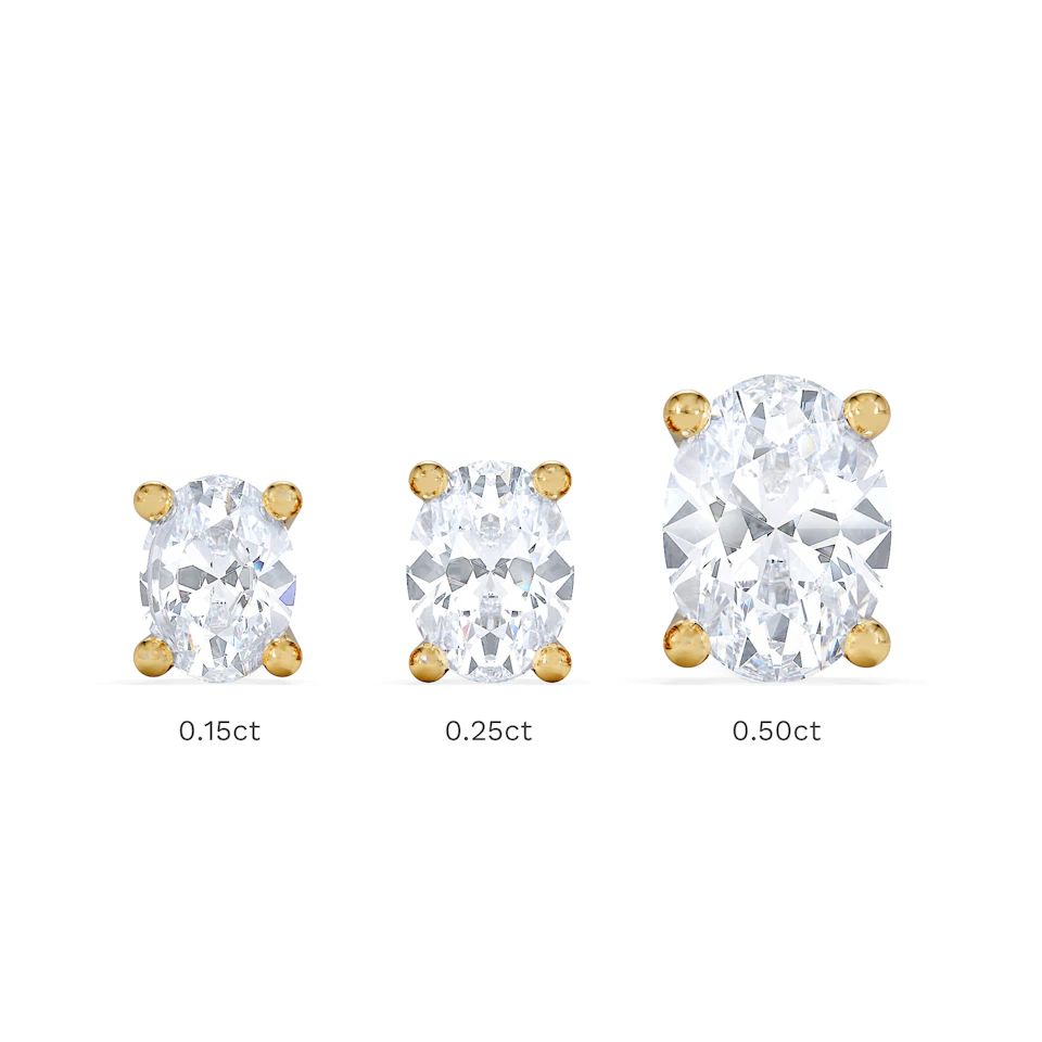 Naomi Oval Cut Lab Diamond Stud Earrings 1.00ct H/SI in 9K Gold