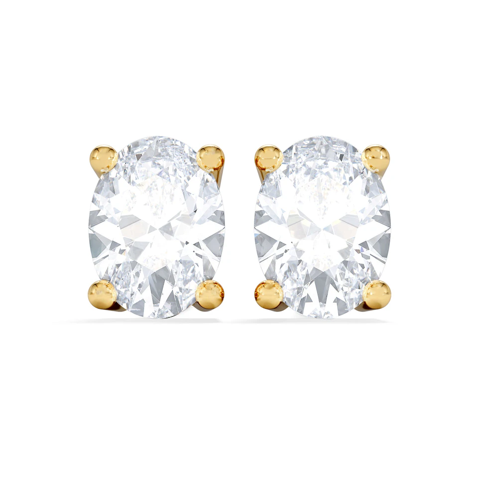 Naomi Oval Cut Lab Diamond Stud Earrings 1.00ct H/SI in 9K Gold