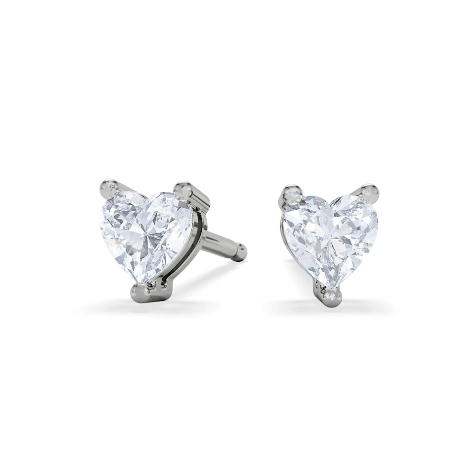 Naomi Heart Cut Lab Diamond Stud Earrings 0.50ct H/SI in 9K White Gold