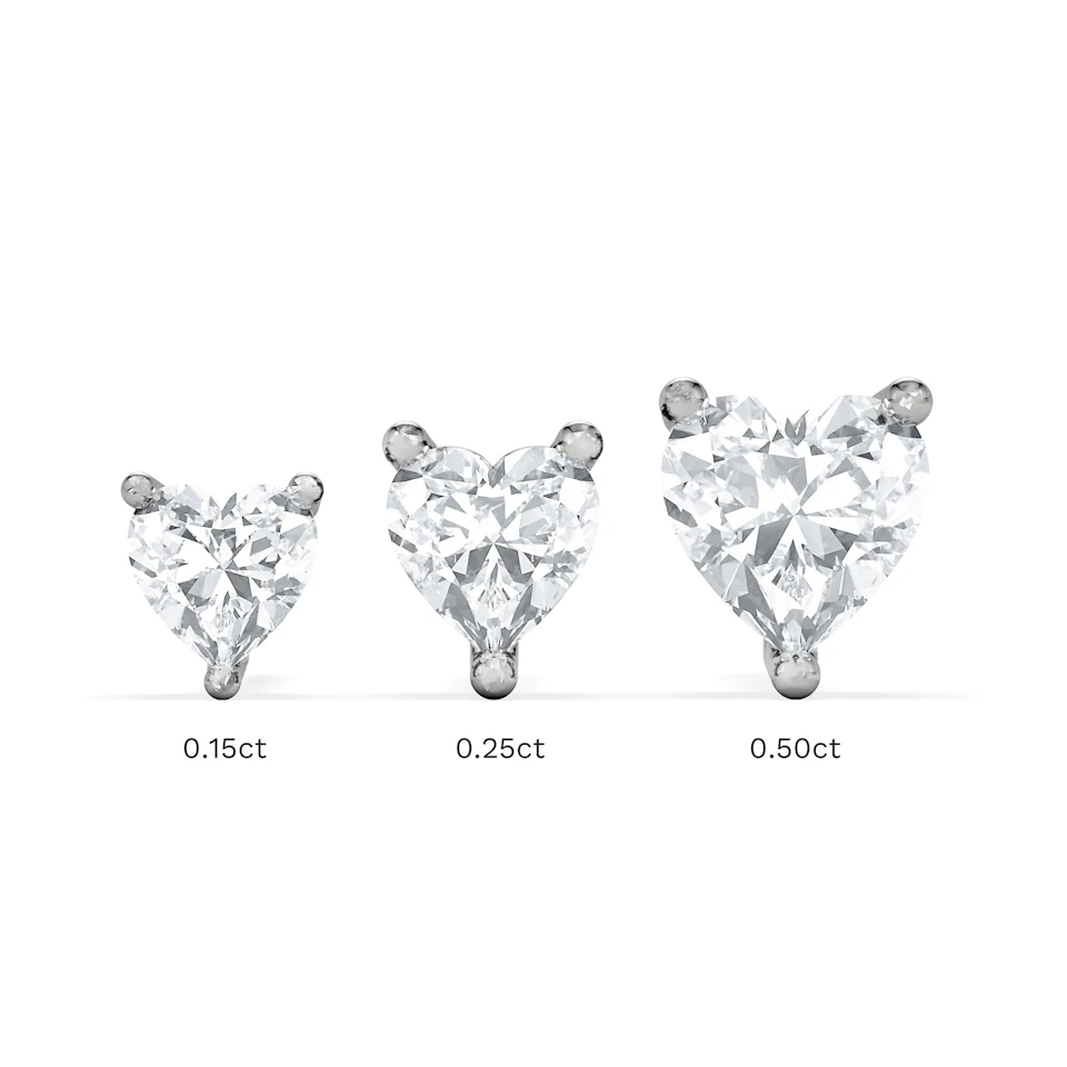 Naomi Heart Cut Lab Diamond Stud Earrings 0.50ct H/SI in 9K White Gold