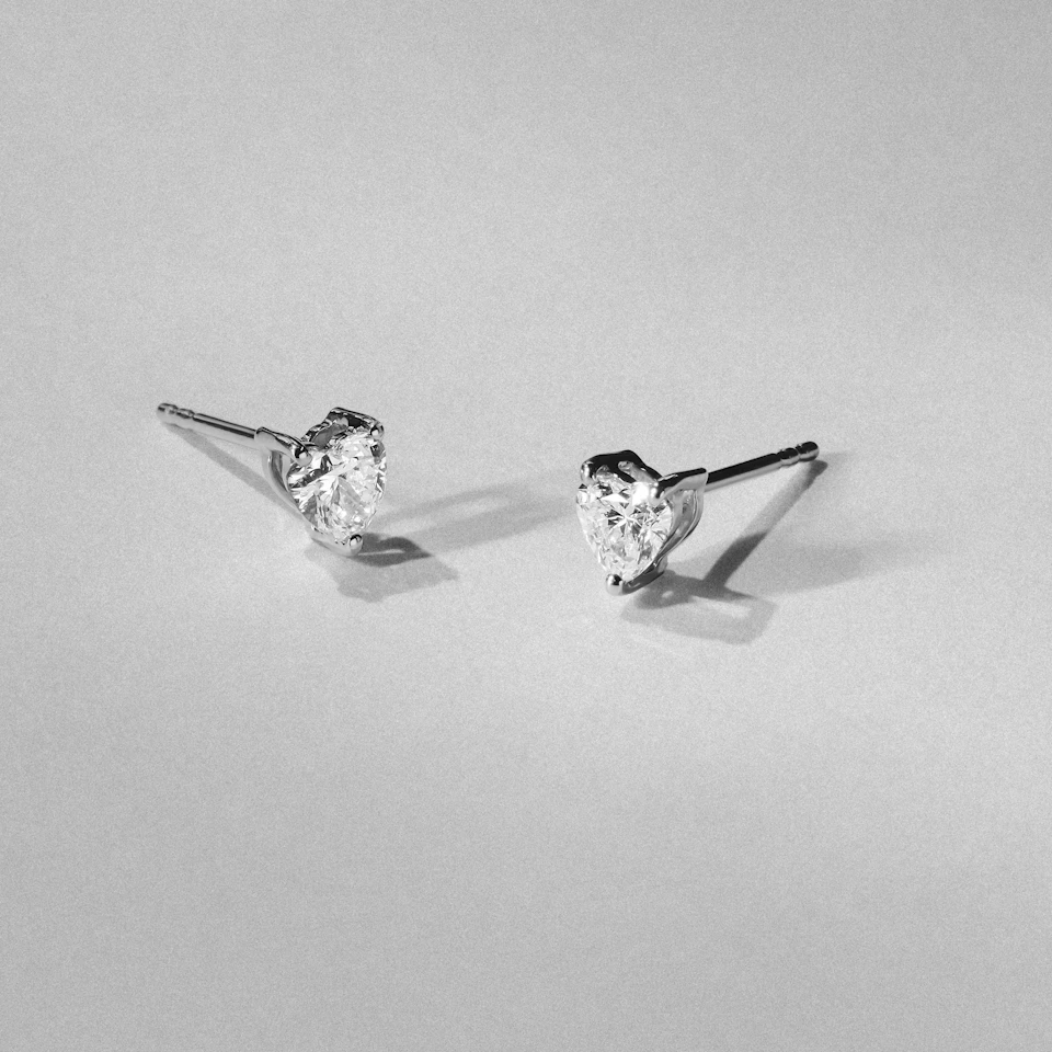 Naomi Heart Cut Lab Diamond Stud Earrings 0.50ct H/SI in 9K White Gold