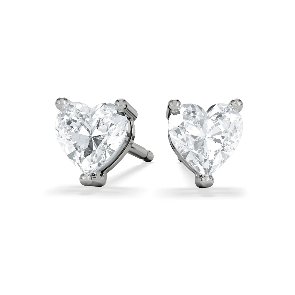 Naomi Heart Cut Lab Diamond Stud Earrings 1.00ct H/SI in 9K White Gold