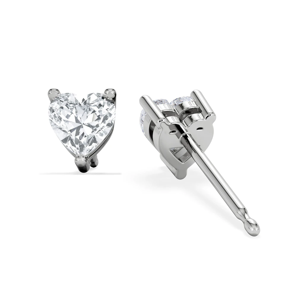 Naomi Heart Cut Lab Diamond Stud Earrings 1.00ct H/SI in 9K White Gold