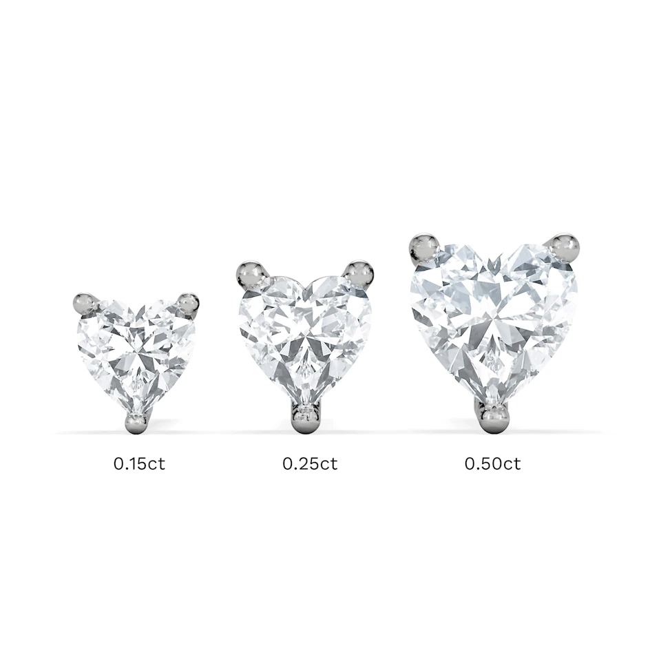 Naomi Heart Cut Lab Diamond Stud Earrings 1.00ct H/SI in 9K White Gold