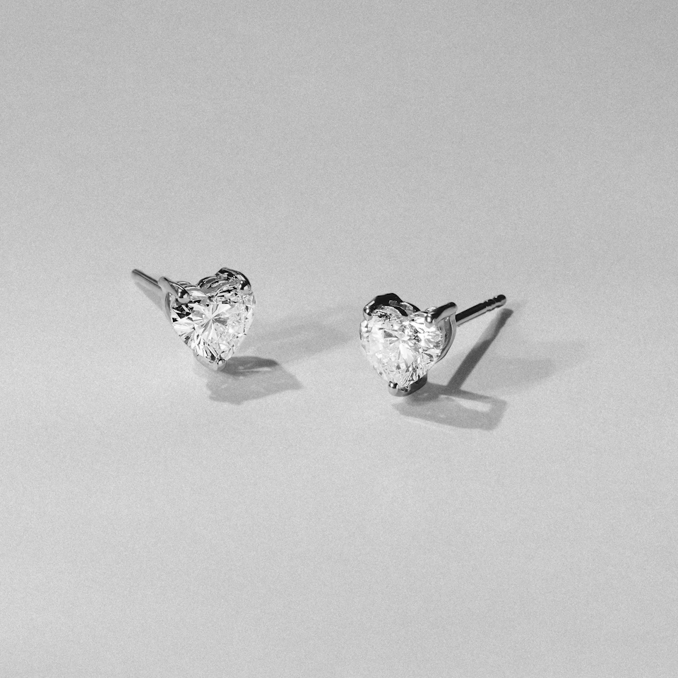 Naomi Heart Cut Lab Diamond Stud Earrings 1.00ct H/SI in 9K White Gold