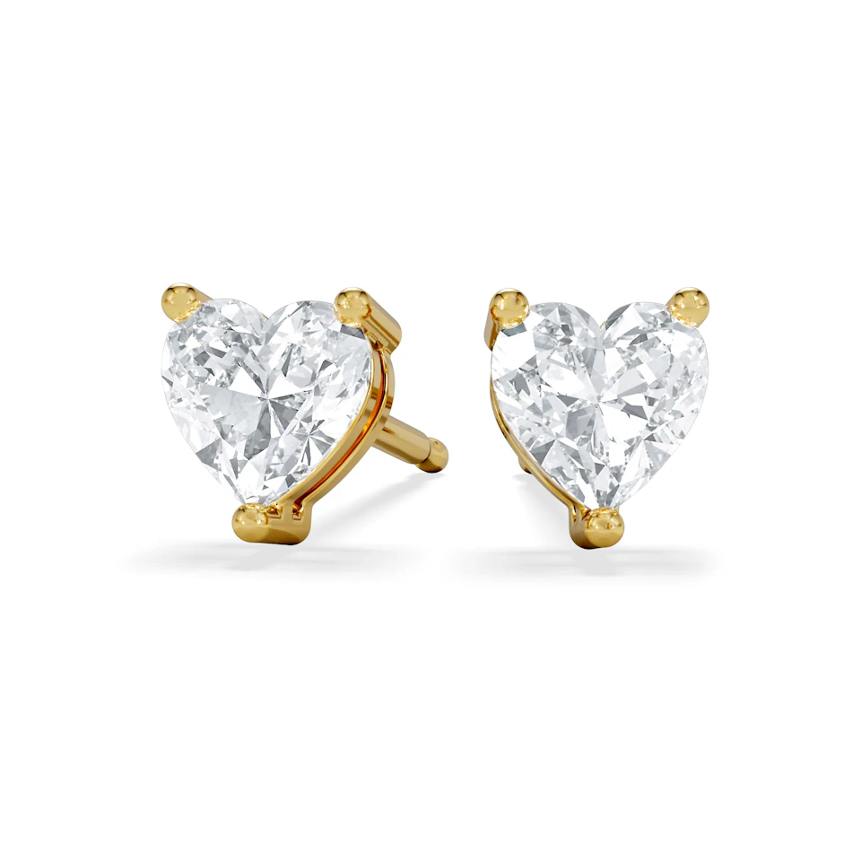 Naomi Heart Cut Lab Diamond Stud Earrings 1.00ct H/SI in 9K Gold