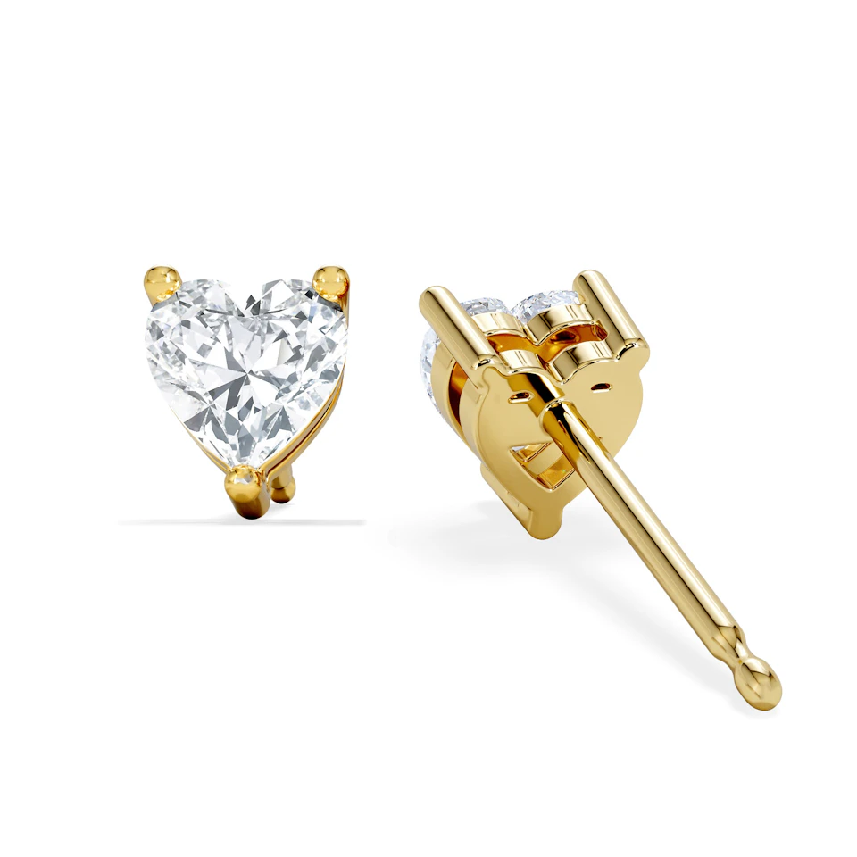 Naomi Heart Cut Lab Diamond Stud Earrings 1.00ct H/SI in 9K Gold