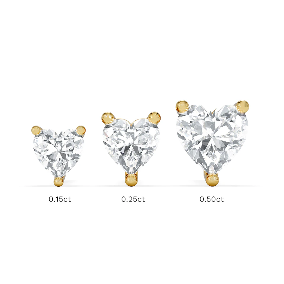 Naomi Heart Cut Lab Diamond Stud Earrings 1.00ct H/SI in 9K Gold