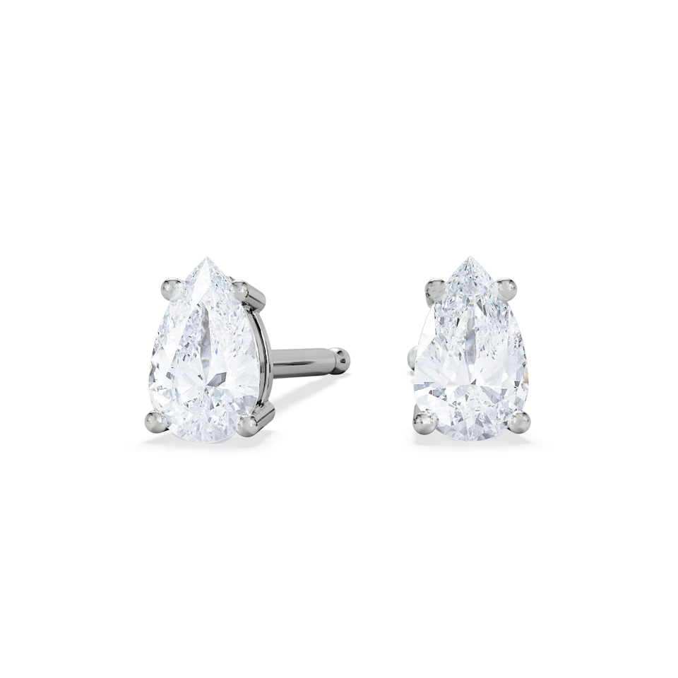 Naomi Pear Cut Lab Diamond Stud Earrings 0.50ct H/SI in 9K White Gold