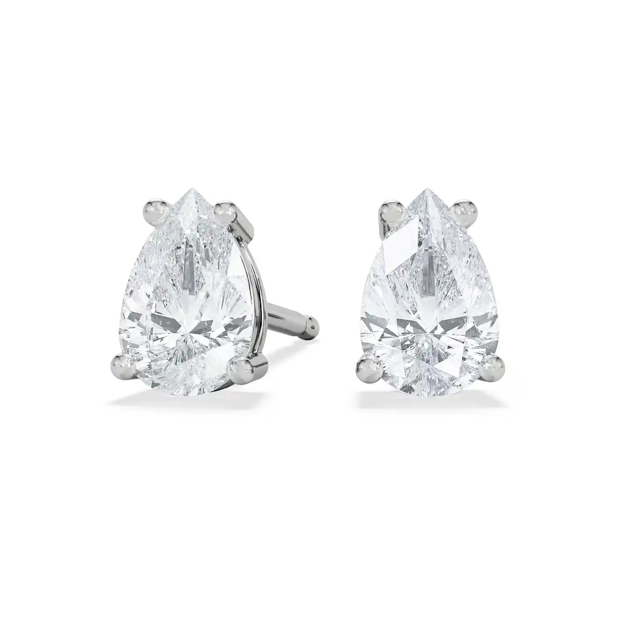 Naomi Pear Cut Lab Diamond Stud Earrings 1.00ct H/SI in 9K White Gold