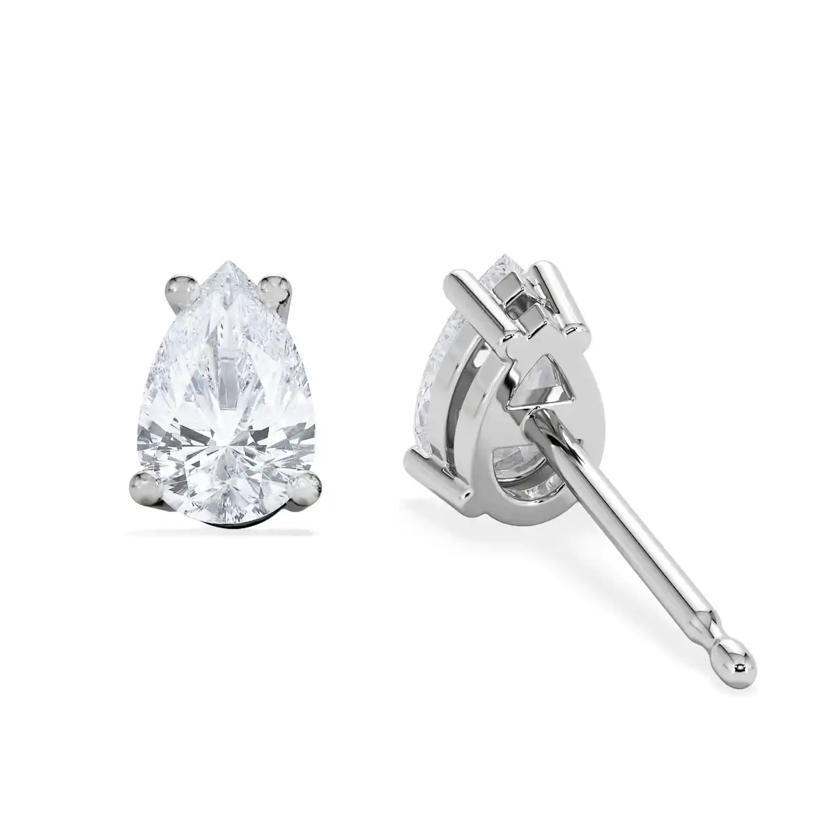 Naomi Pear Cut Lab Diamond Stud Earrings 1.00ct H/SI in 9K White Gold