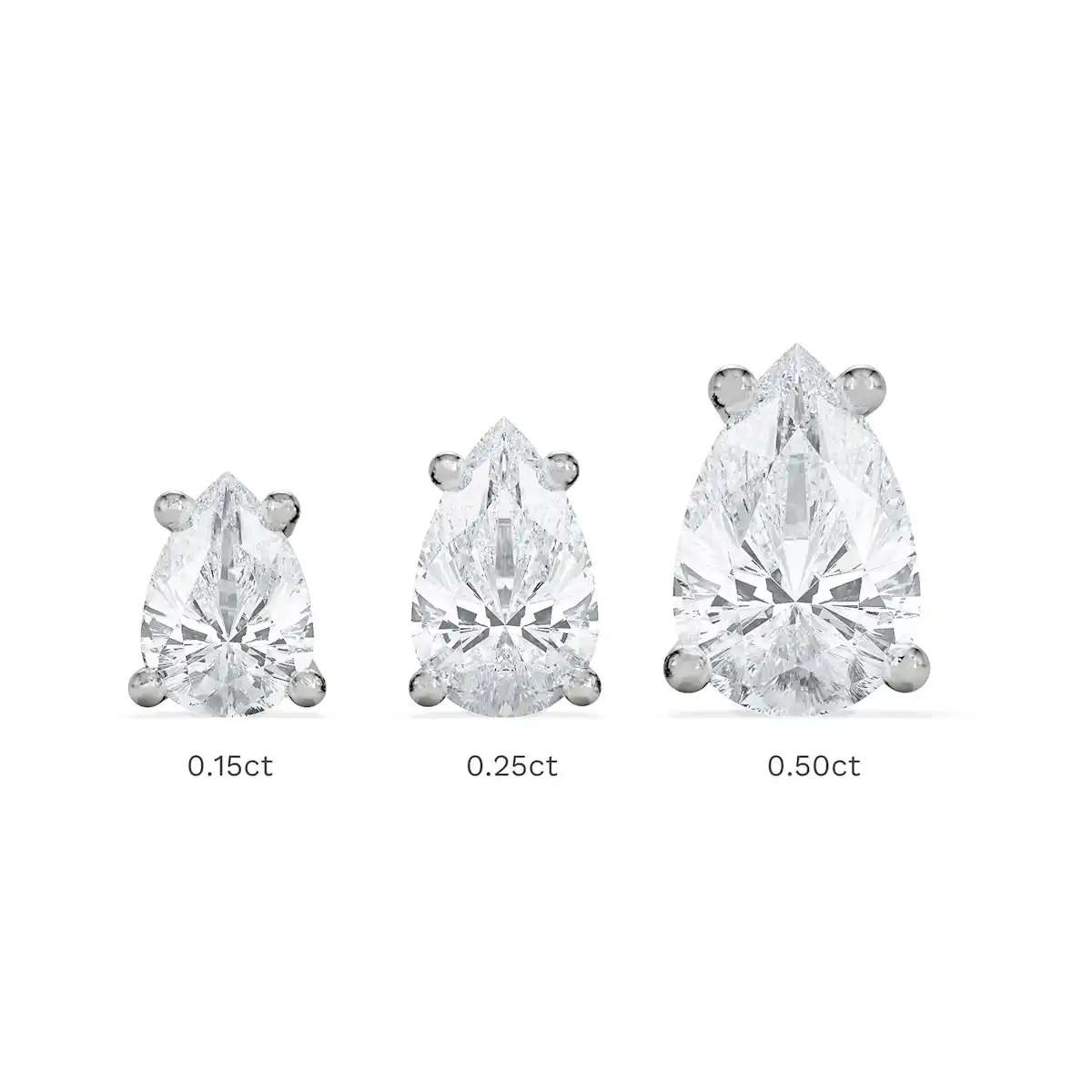 Naomi Pear Cut Lab Diamond Stud Earrings 1.00ct H/SI in 9K White Gold