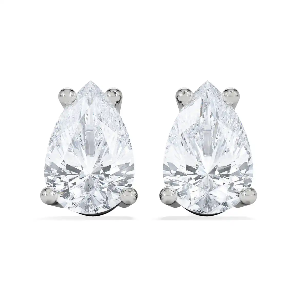 Naomi Pear Cut Lab Diamond Stud Earrings 1.00ct H/SI in 9K White Gold