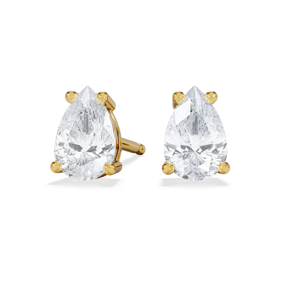 Naomi Pear Cut Lab Diamond Stud Earrings 1.00ct H/SI in 9k Gold