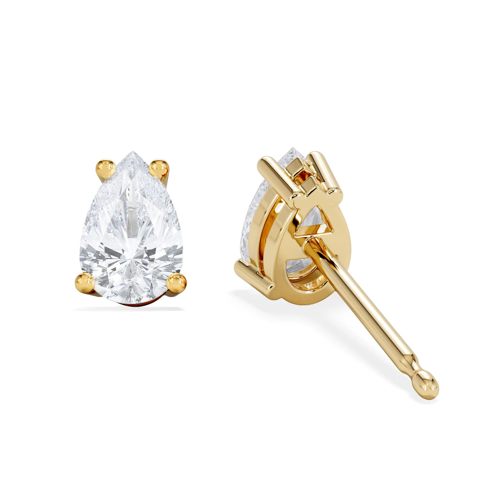 Naomi Pear Cut Lab Diamond Stud Earrings 1.00ct H/SI in 9k Gold
