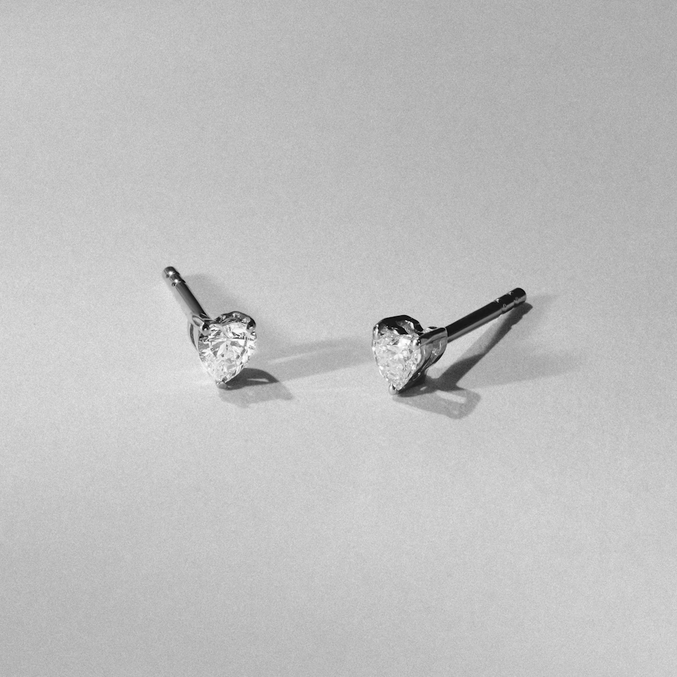 Naomi Heart Cut Lab Diamond Stud Earrings 0.30ct H/SI in 925 Silver
