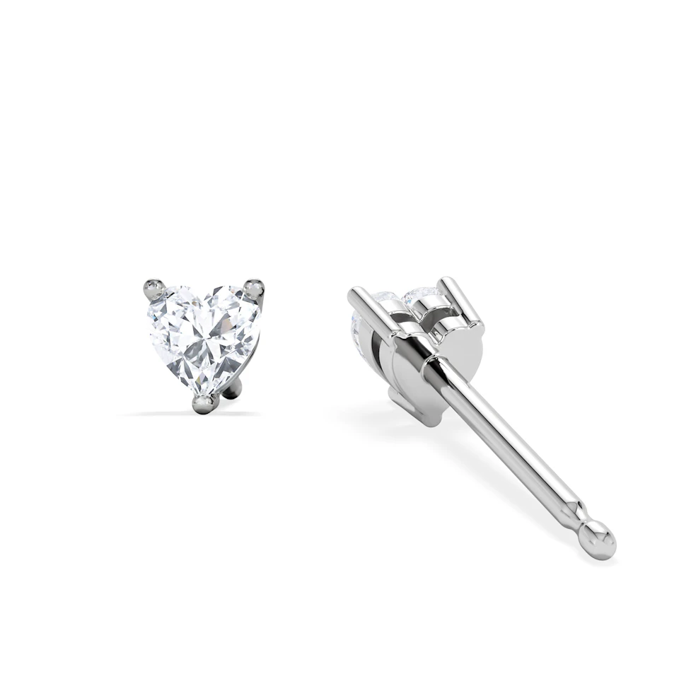 Naomi Heart Cut Lab Diamond Stud Earrings 0.30ct H/SI in 925 Silver