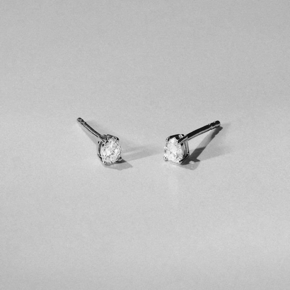 Naomi Pear Cut Lab Diamond Stud Earrings 0.30ct H/SI in 925 Silver