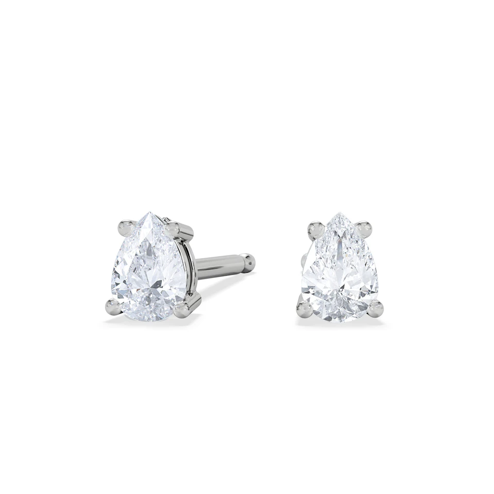 Naomi Pear Cut Lab Diamond Stud Earrings 0.30ct H/SI in 925 Silver