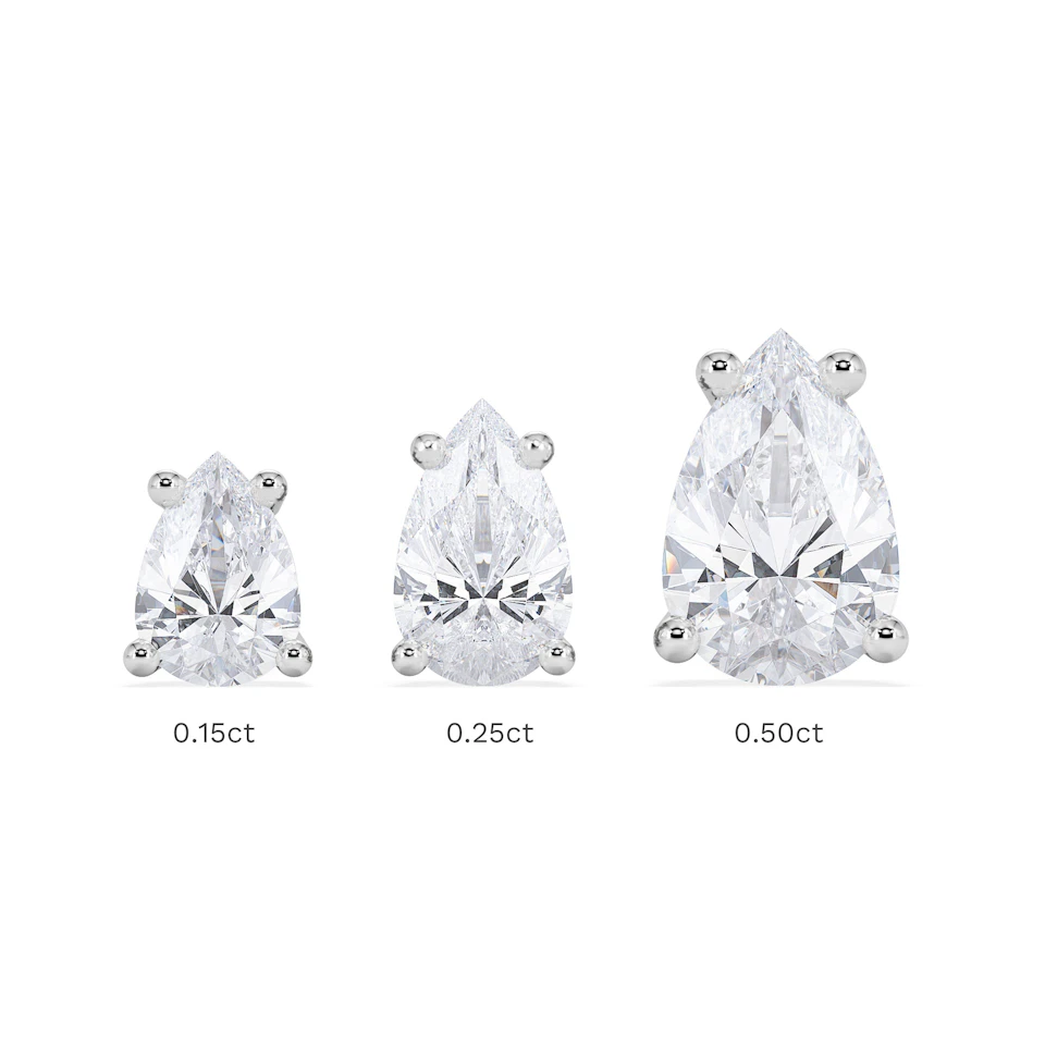 Naomi Pear Cut Lab Diamond Stud Earrings 0.30ct H/SI in 925 Silver