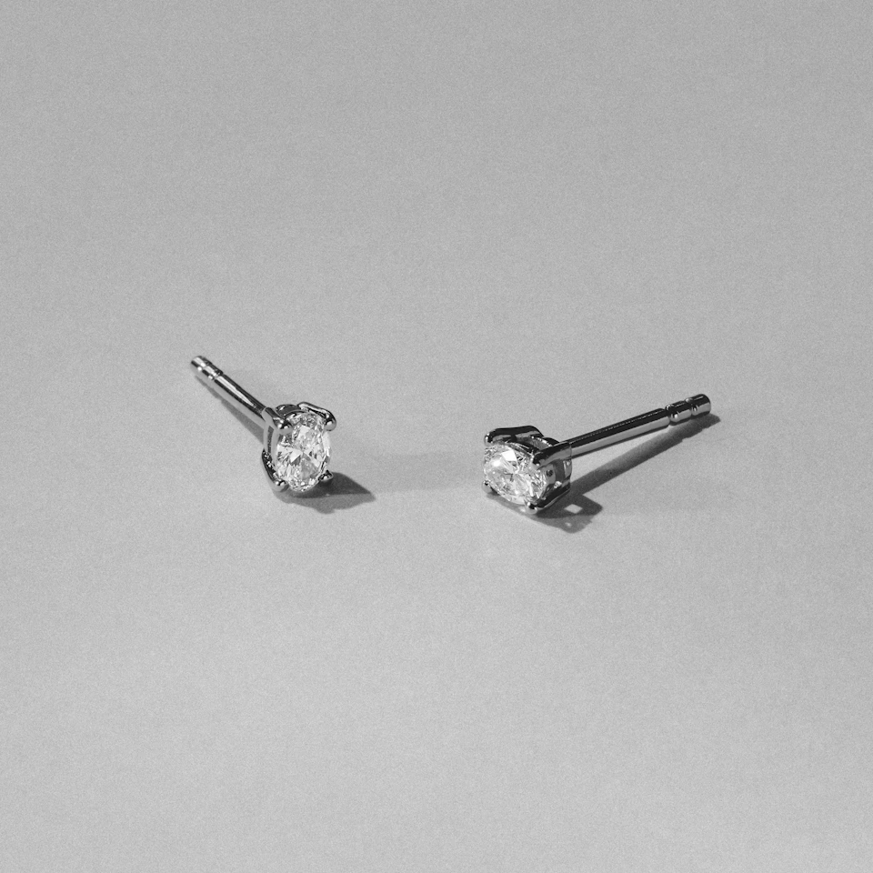 Naomi Oval Cut Lab Diamond Stud Earrings 0.30ct H/SI in 925 Silver