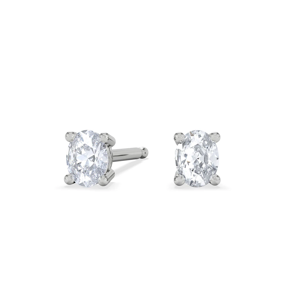 Naomi Oval Cut Lab Diamond Stud Earrings 0.30ct H/SI in 925 Silver