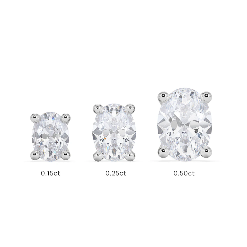 Naomi Oval Cut Lab Diamond Stud Earrings 0.30ct H/SI in 925 Silver
