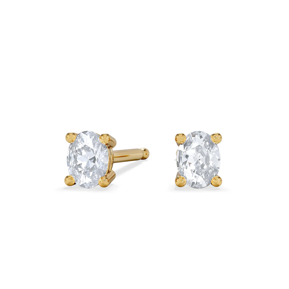 Naomi Oval Cut Lab Diamond Stud Earrings 0.30ct H/SI in 18k Gold Vermeil