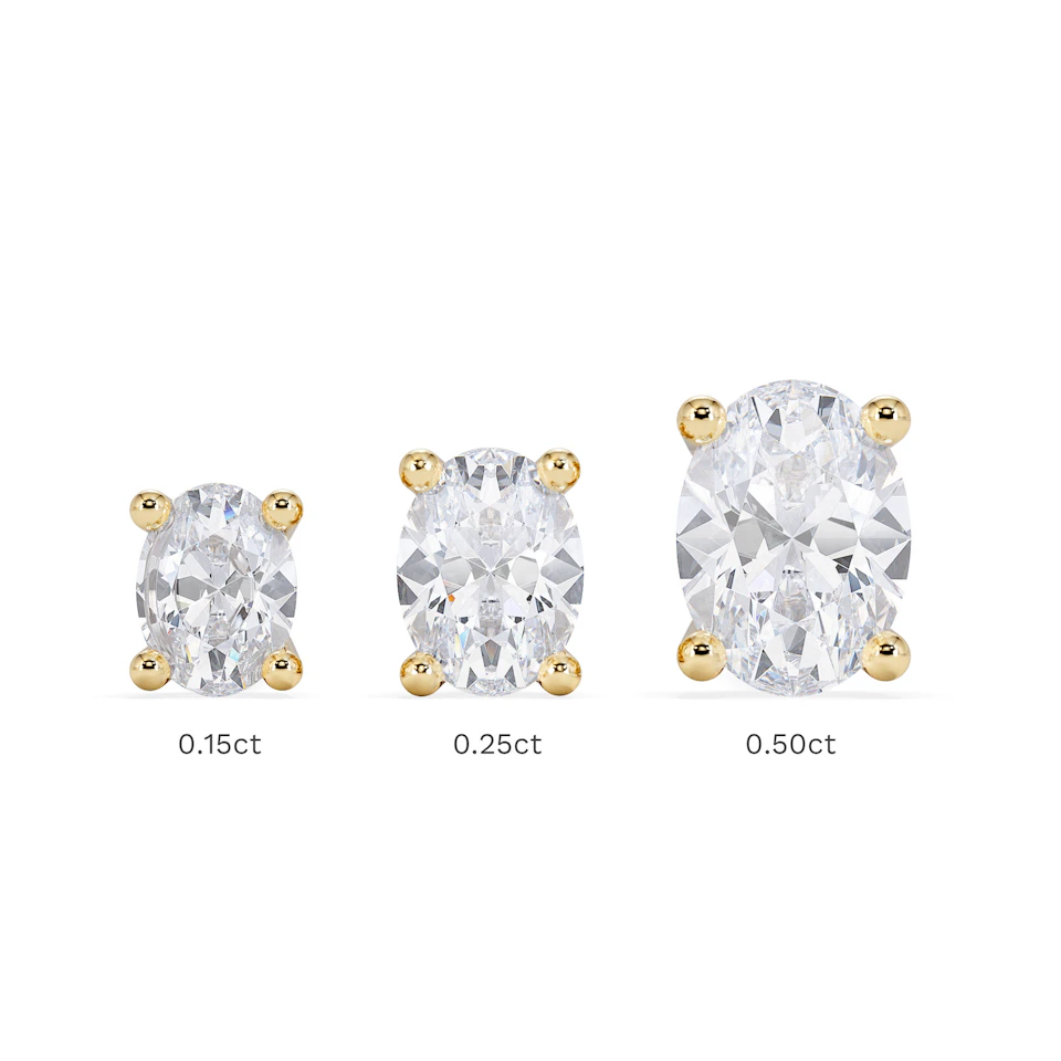 Naomi Oval Cut Lab Diamond Stud Earrings 0.30ct H/SI in 18k Gold Vermeil