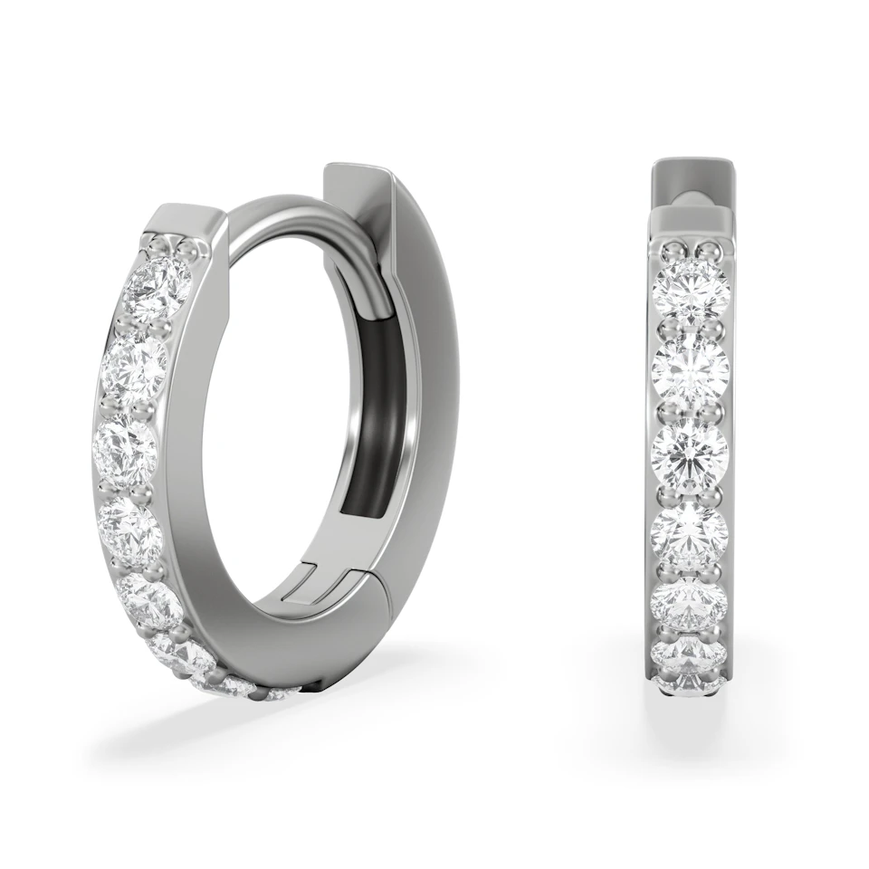 Row Huggie Lab Diamond Earrings 0.18ct in 925 Silver