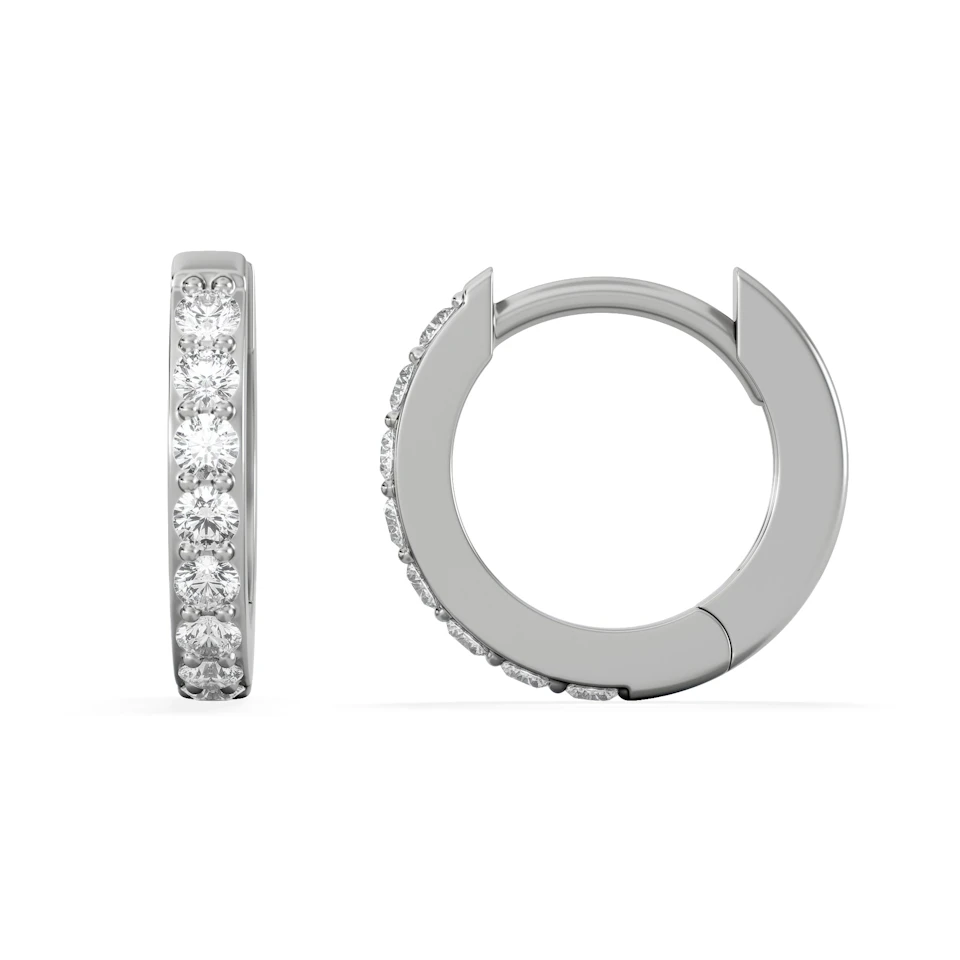 Row Huggie Lab Diamond Earrings 0.18ct in 925 Silver