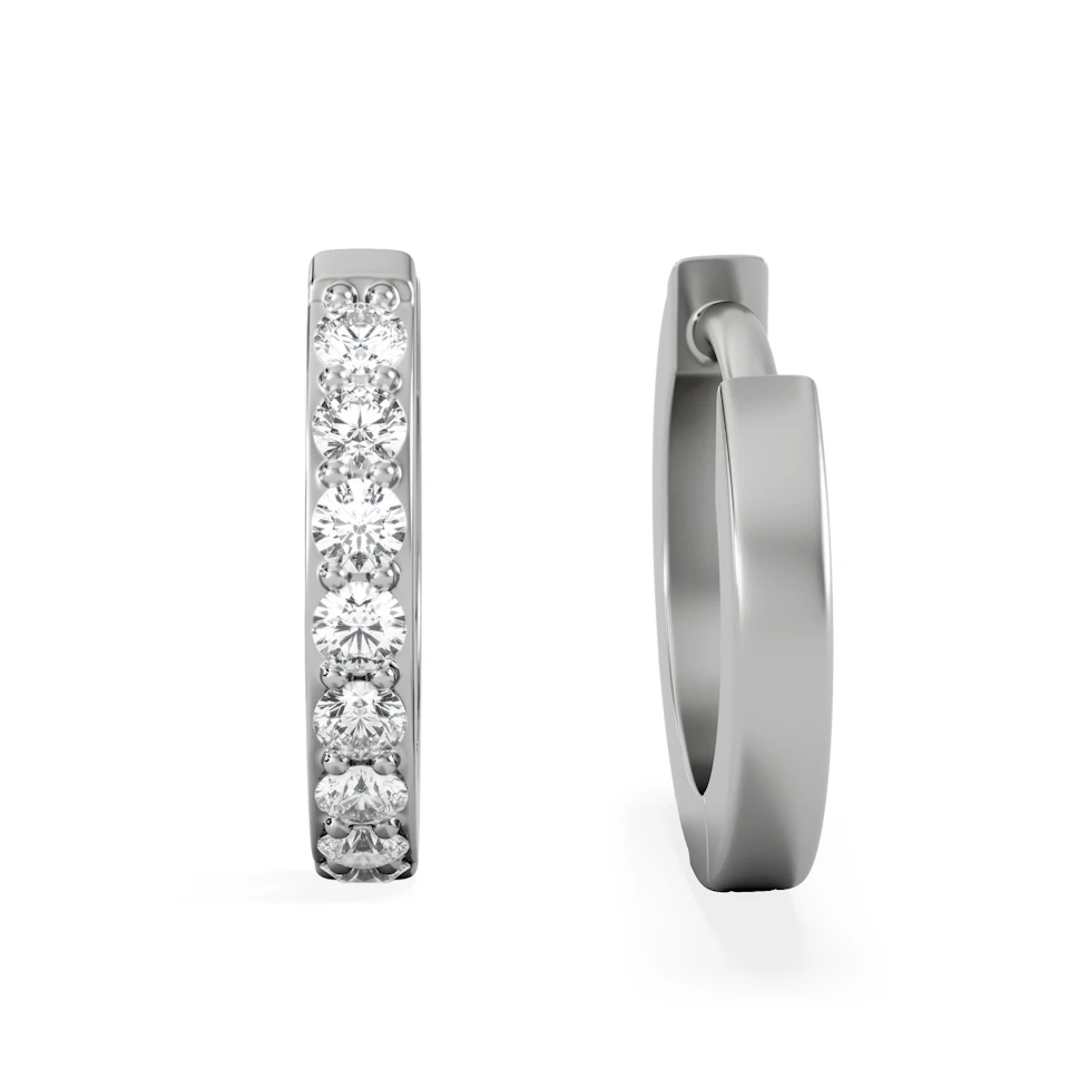 Row Huggie Lab Diamond Earrings 0.18ct in 925 Silver
