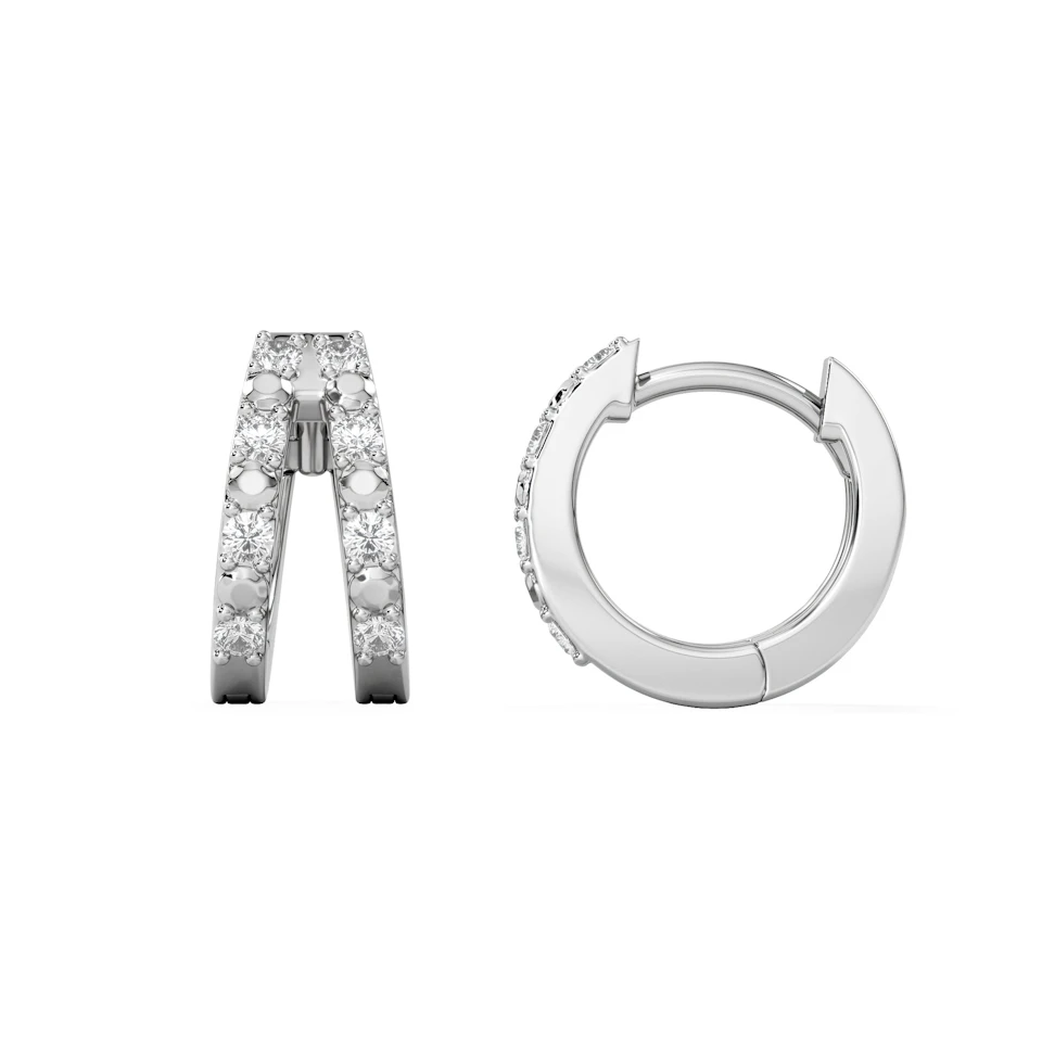 Duo Row Huggie Lab Diamond Earrings 0.22ct in 925 Silver