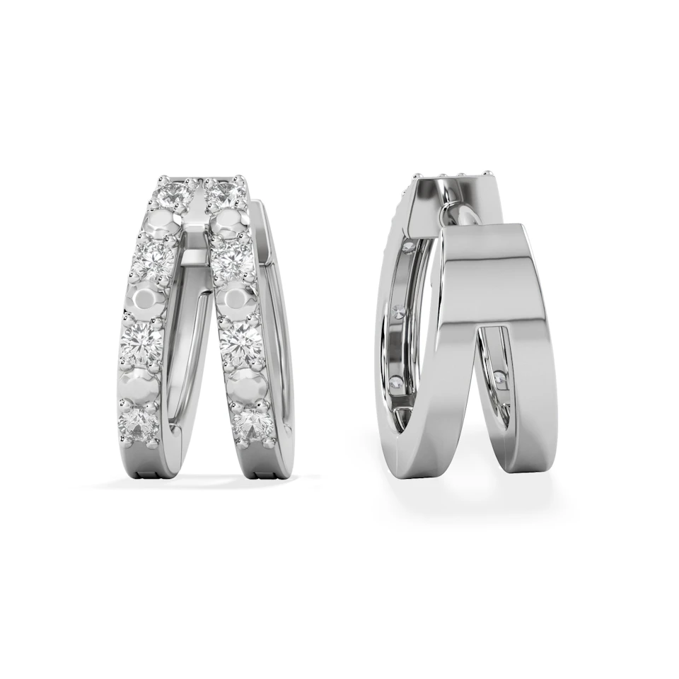 Duo Row Huggie Lab Diamond Earrings 0.22ct in 925 Silver