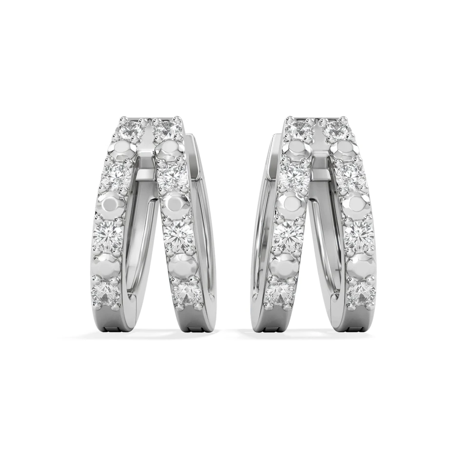 Pave Split Huggie Lab Diamond Earrings 0.22ct in 925 Silver