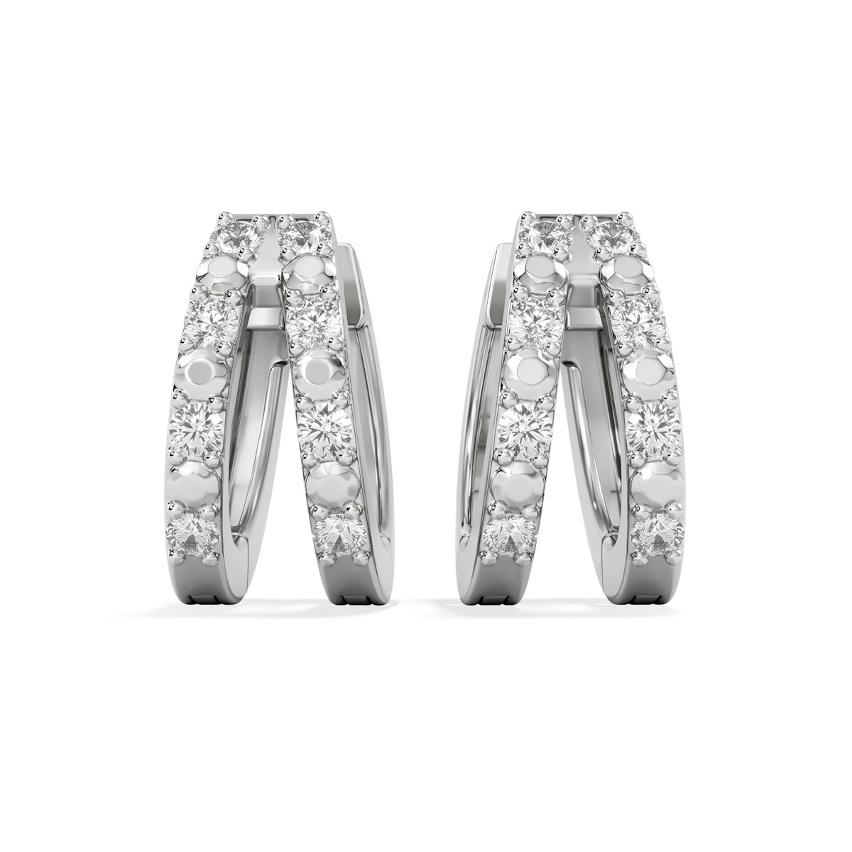 Duo Row Huggie Lab Diamond Earrings 0.22ct in 925 Silver