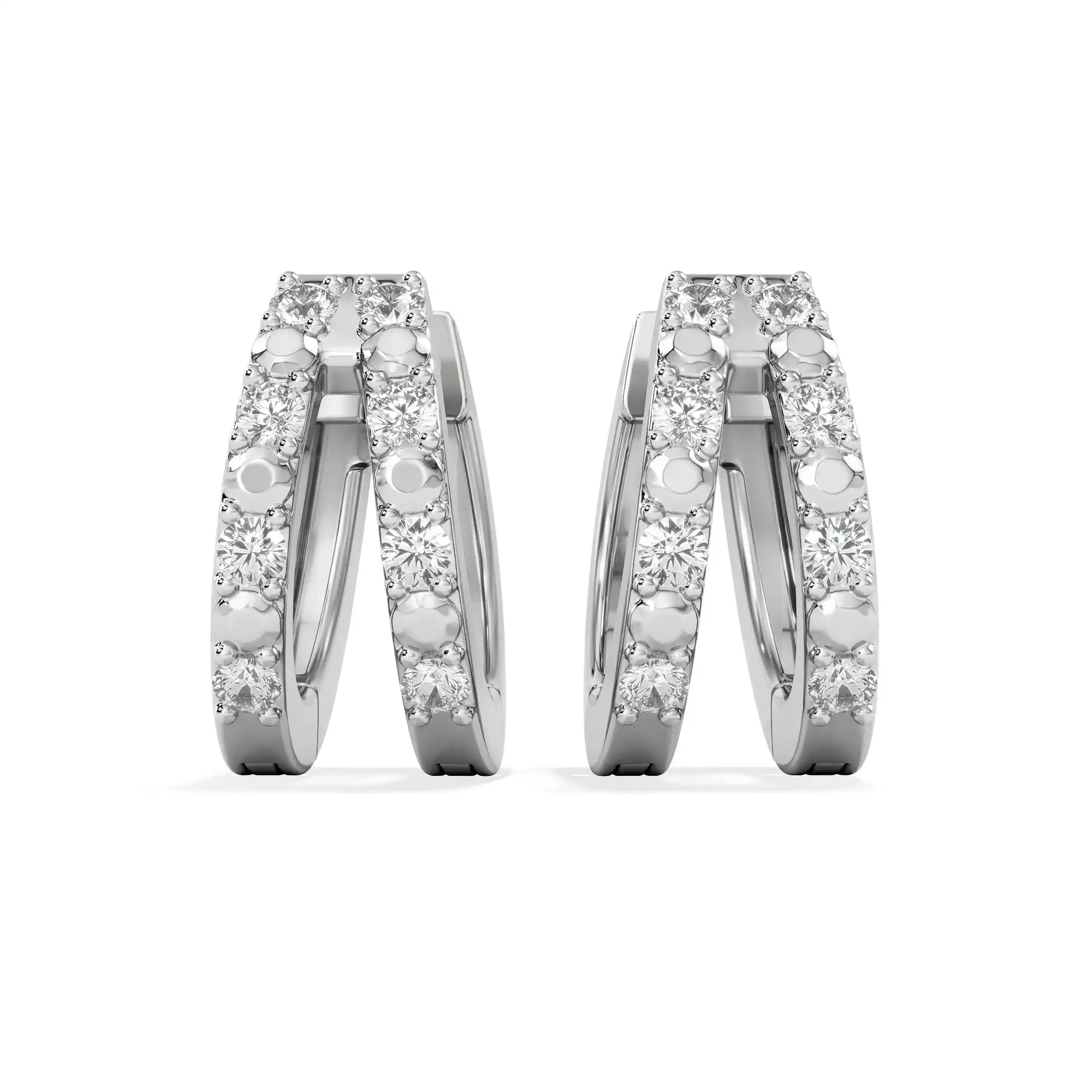 Pave Split Huggie Lab Diamond Earrings 0.22ct in 925 Silver