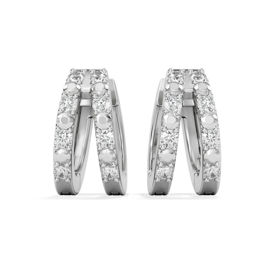 Duo Row Huggie Lab Diamond Earrings 0.22ct in 925 Silver