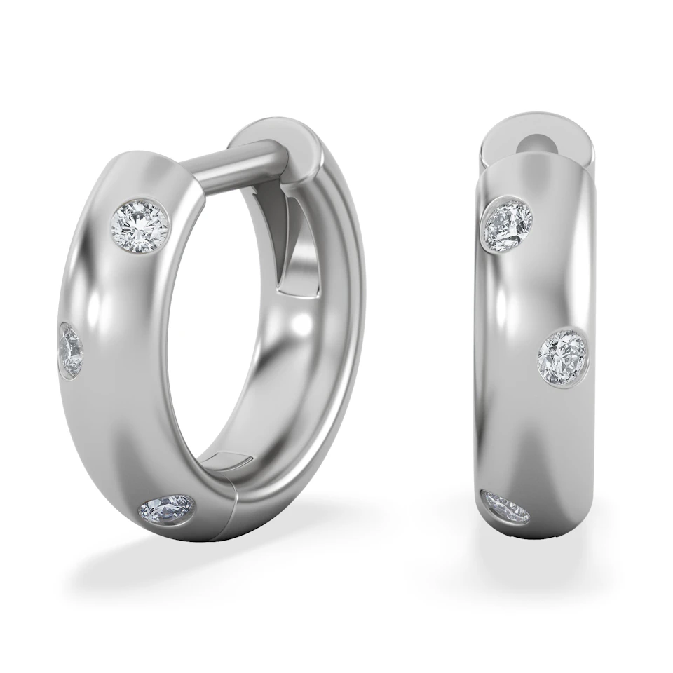 Seamless Lab Diamond Huggie Earrings 0.08ct in Sterling Silver