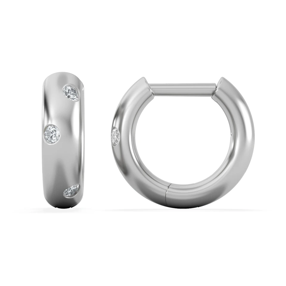 Seamless Lab Diamond Huggie Earrings 0.08ct in Sterling Silver