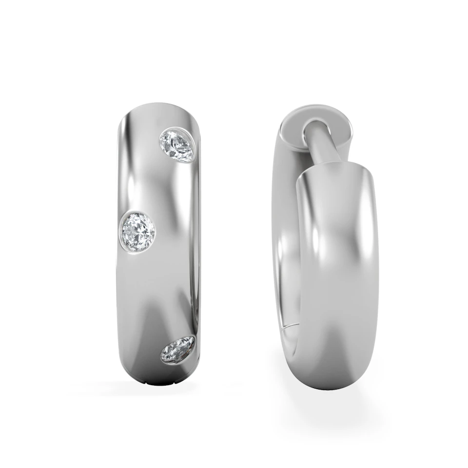 Seamless Lab Diamond Huggie Earrings 0.08ct in Sterling Silver