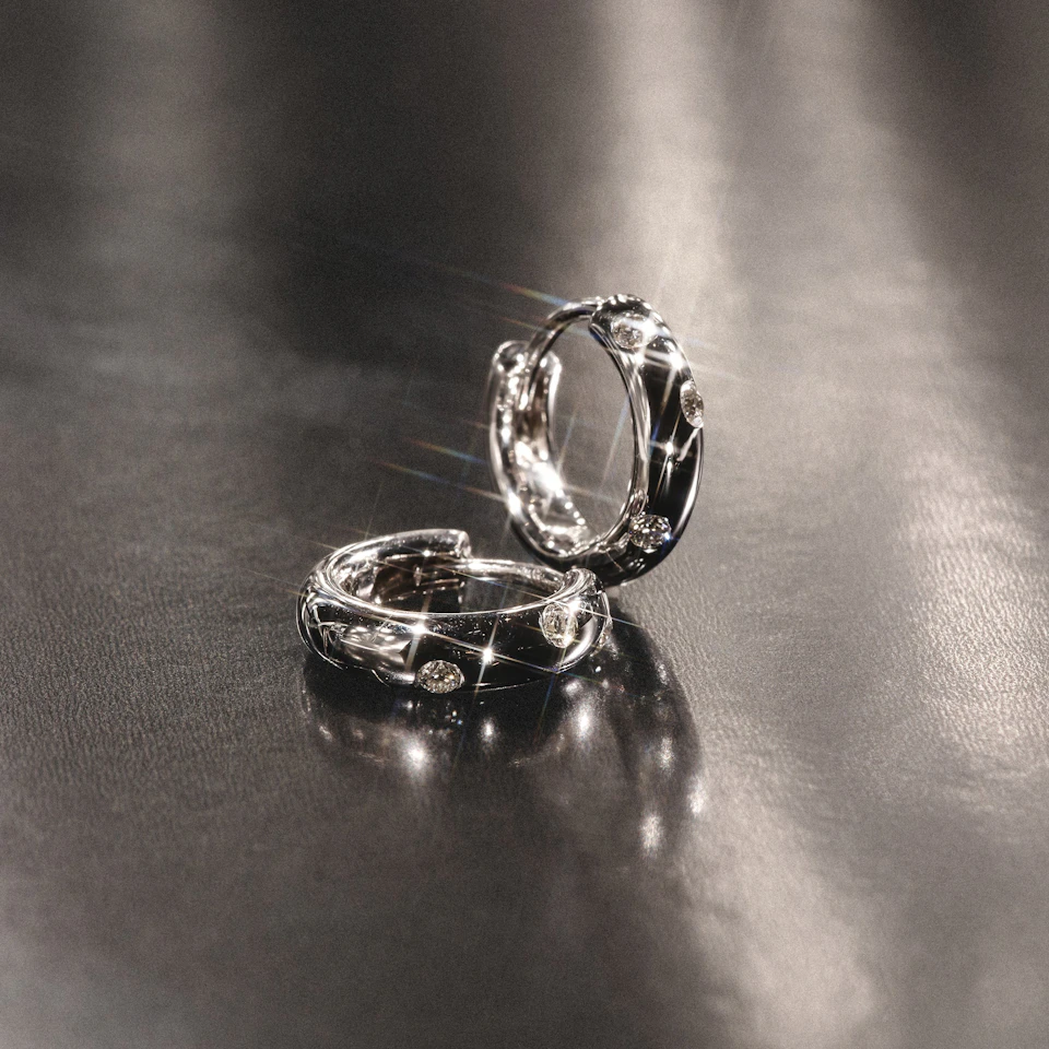 Seamless Lab Diamond Huggie Earrings 0.08ct in Sterling Silver