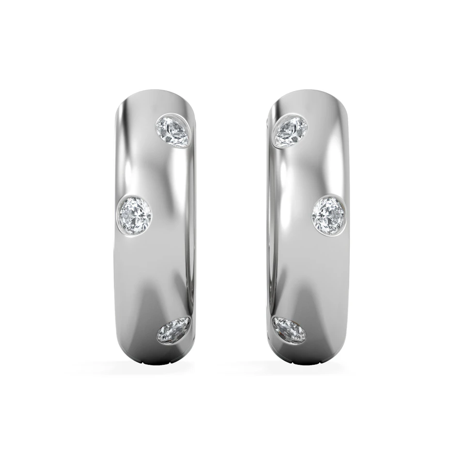 Seamless Lab Diamond Huggie Earrings 0.08ct in Sterling Silver