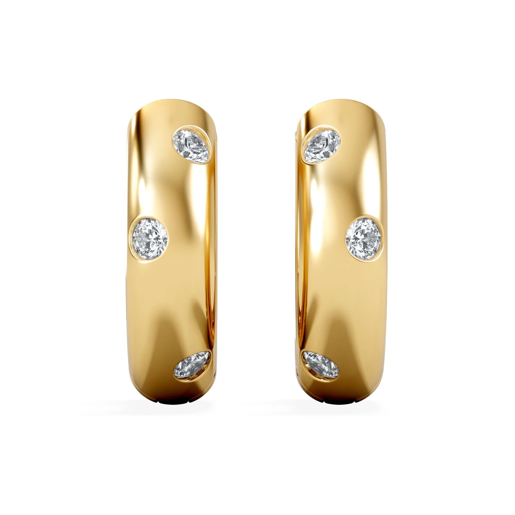 Invisible Set Lab Diamond Huggie Earrings 0.08ct in 18K Gold Vermeil