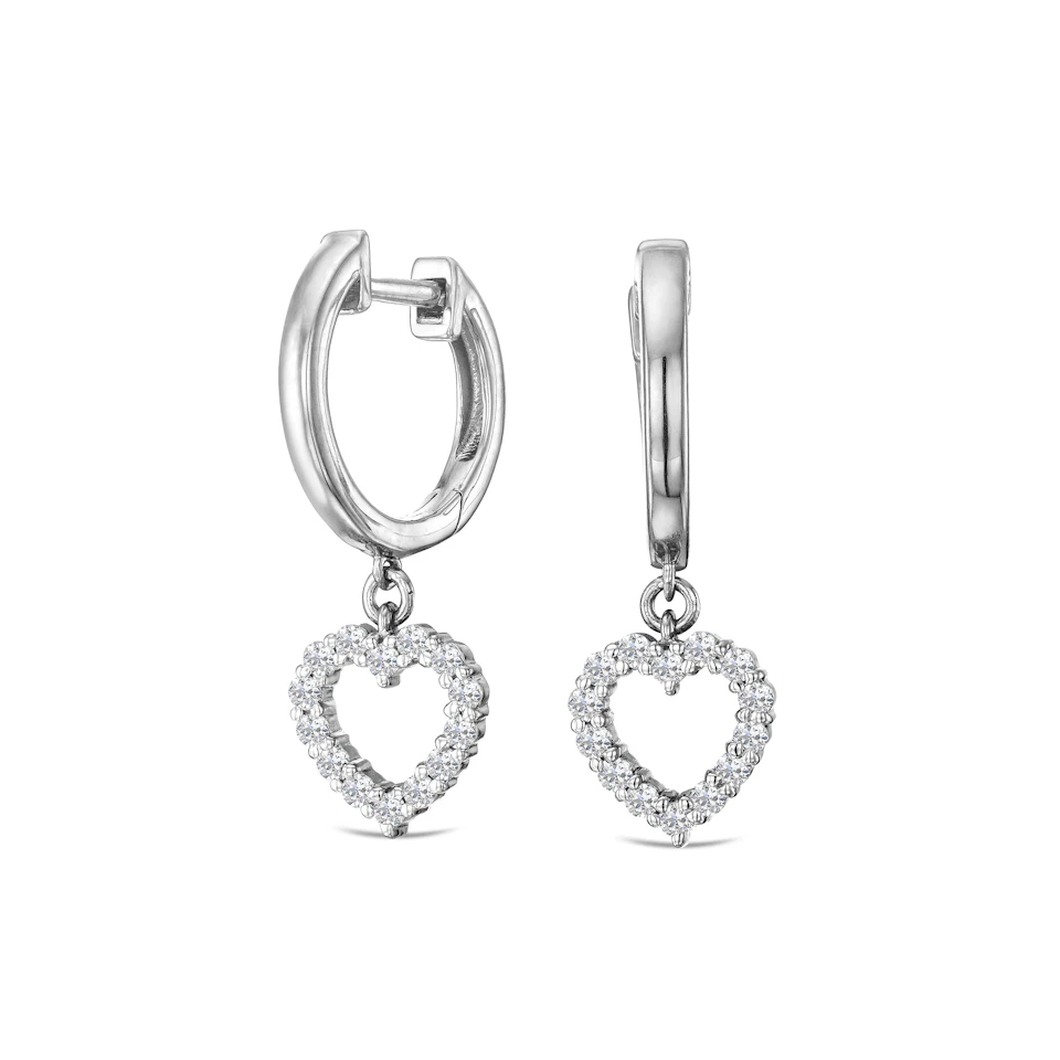 Heart Drop Huggie Lab Diamond Earrings 0.31ct in 925 Silver