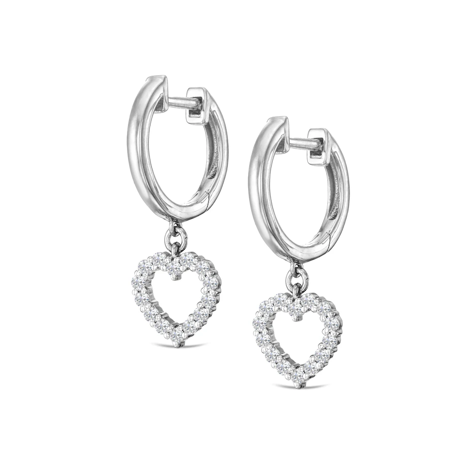 Heart Drop Huggie Lab Diamond Earrings 0.31ct in 925 Silver