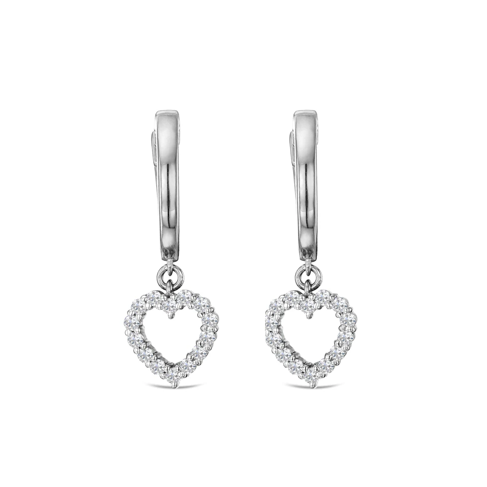 Heart Drop Huggie Lab Diamond Earrings 0.31ct in 925 Silver