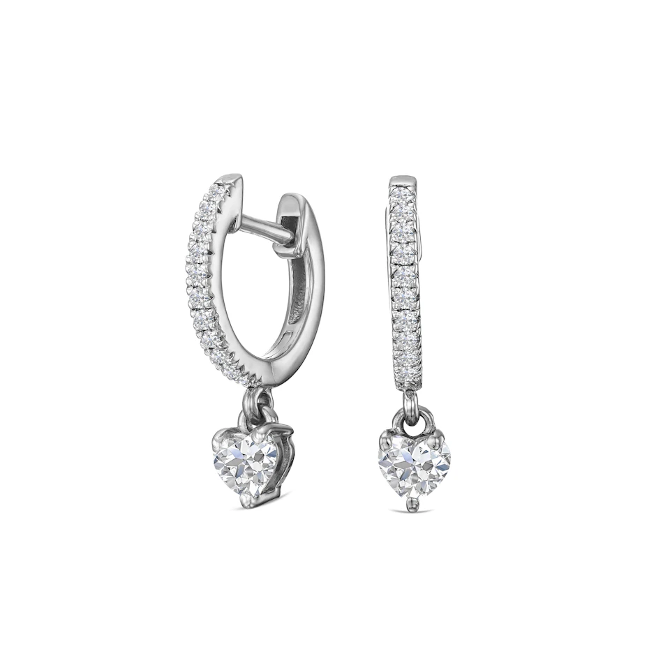 Stellato Heart Drop Huggie Earrings Lab Diamond 0.50ct in 925 SIlver