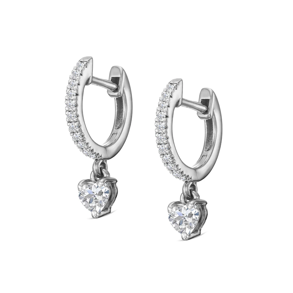 Stellato Heart Drop Huggie Earrings Lab Diamond 0.50ct in 925 SIlver